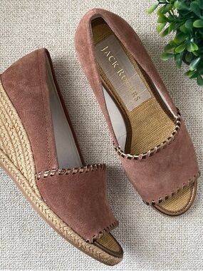 Jack Rogers Suede Espadrille Wedges in Dusty Rose